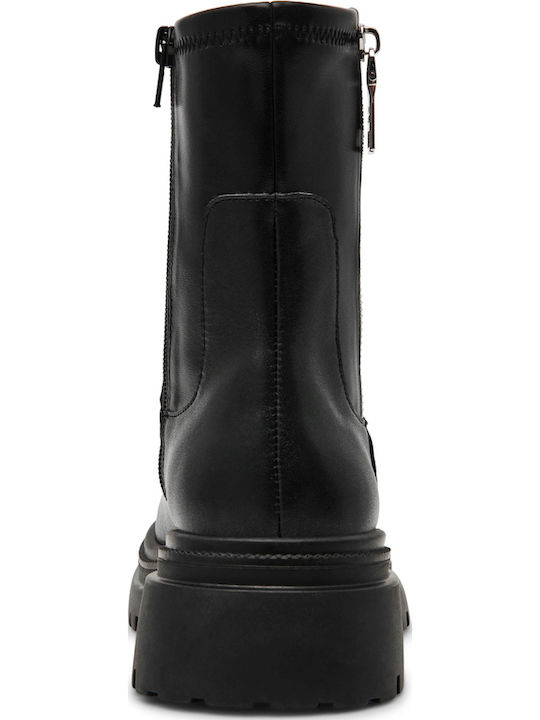 Leder Stiefeletten Damen Schwarz