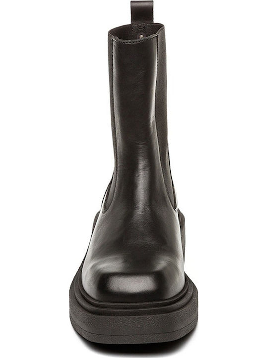 Leder Damen Stiefeletten Schwarz