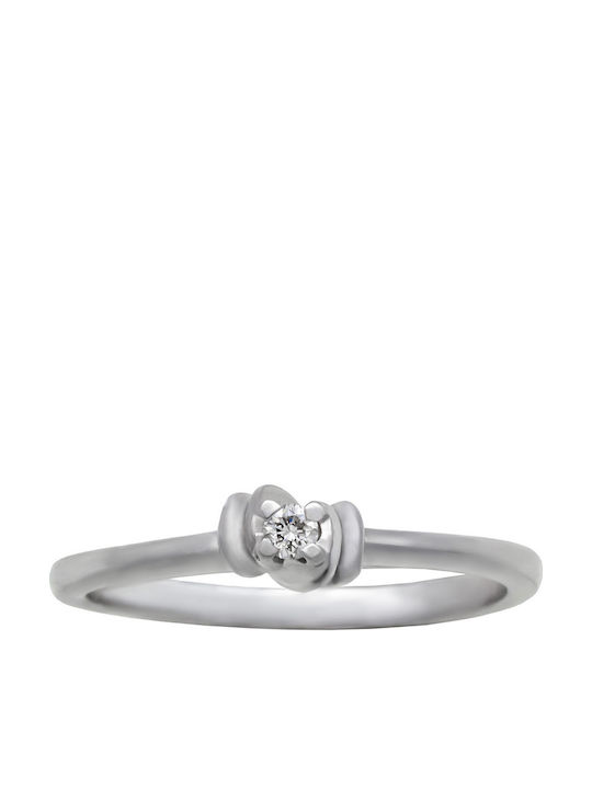Savvas Design Einzelner Steinring aus Weißgold 18K