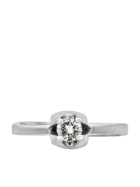 Savvas Design Einzelner Steinring aus Weißgold 18K
