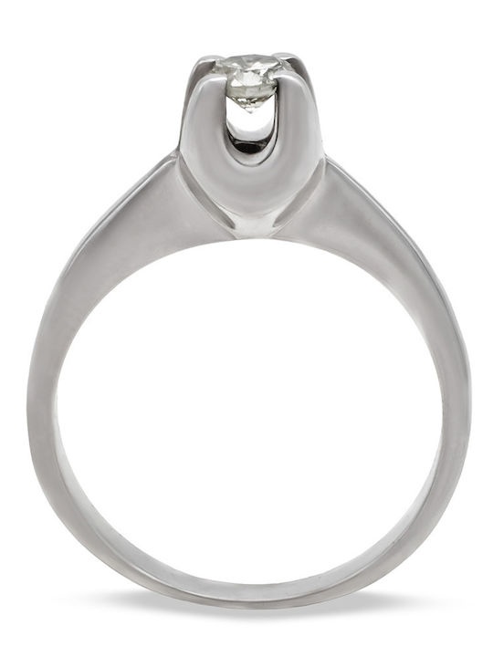 Savvas Design Single Stone Ring in 18K White Gold