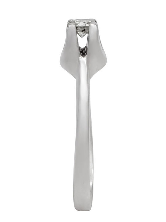 Savvas Design Single Stone Ring in 18K White Gold