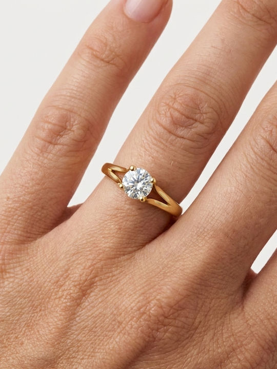Single Stone Ring 9K Gold with Zircon