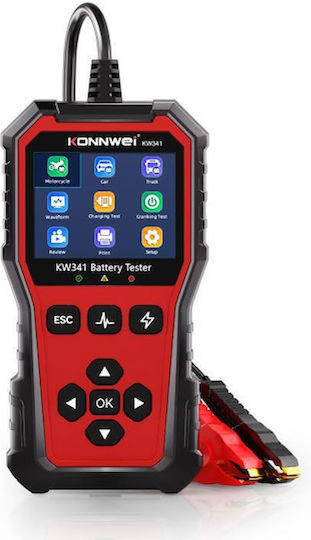 Konnwei KW341 Дигитален Тестер за Батерии с Крокодилски Щипки