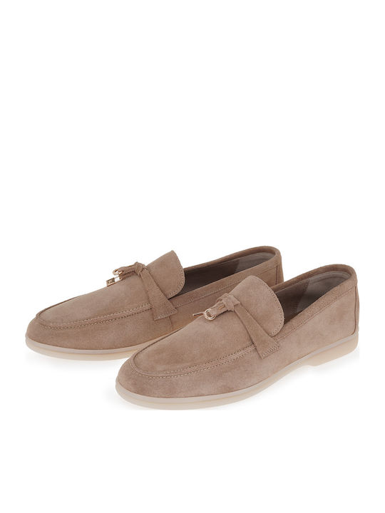 Leather Women's Loafers in Brown Colour