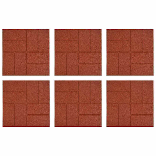 Step Stone 6 Pcs Red 40.5 X 40.5 X 2 Cm Rubber 42030073 Red
