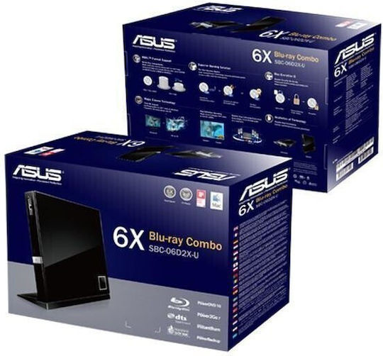 Asus Asus External Slim Blu-ray Combo Sbc-06d2x-u Blk G As Multicolor
