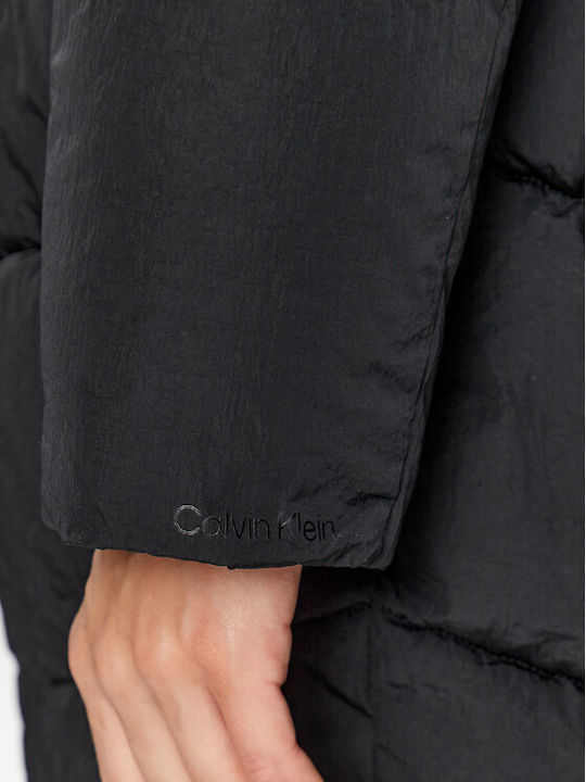 Дълго Дамско Puffer Яке за Зима Black