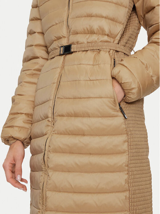 Jachetă Puffer Lungă de Damă pentru Iarnă Bej