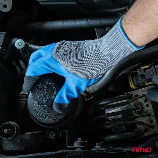AMiO AMiO Work Driver Gloves Gray Polyester Latex Leather 4 Pieces