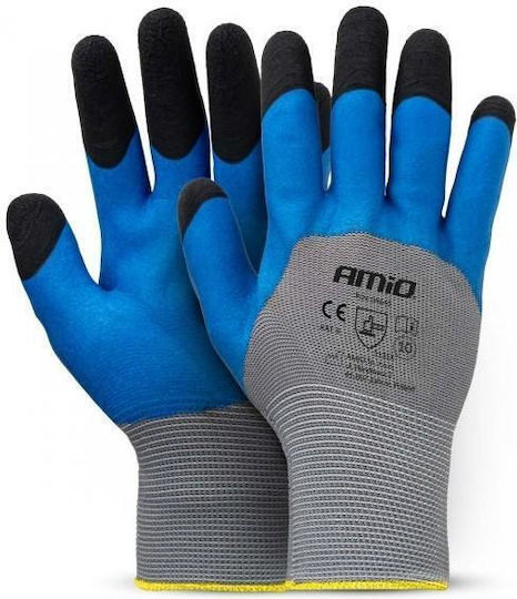 AMiO AMiO Work Driver Gloves Gray Polyester Latex Leather 4 Pieces