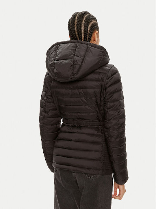 Μακρύ Γυναικείο Puffer Μπουφάν για Χειμώνα Black