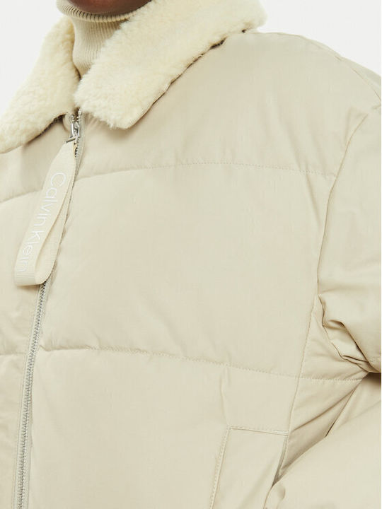 Jachetă Puffer Lungă de Damă pentru Iarnă Bej