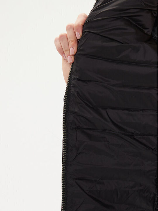 Μακρύ Γυναικείο Puffer Μπουφάν για Χειμώνα Black