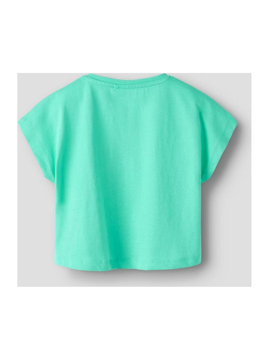 Kids Crop Top Short-Sleeved Turquoise