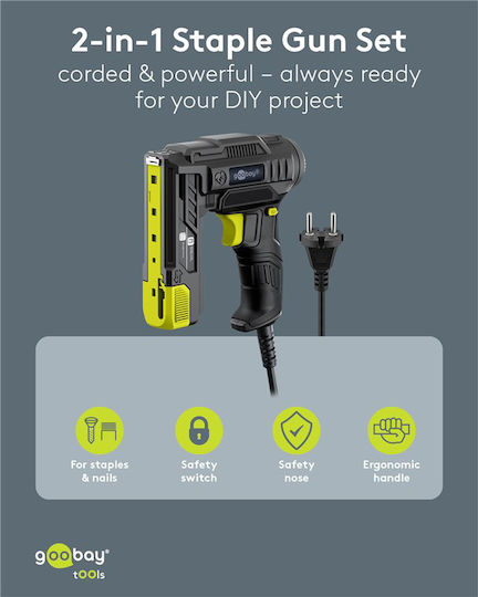 Goobay Werkzeuge 2-in-1 Elektrischer Handtacker Set Kabelgebunden