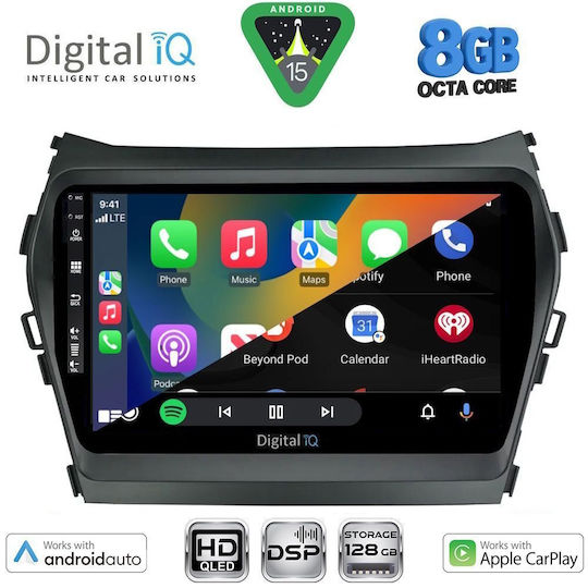 Digital IQ Car Audio System for Hyundai iX45 / Santa Fe 2013-2017 (Bluetooth/USB/WiFi/GPS/Apple CarPlay/Android Auto) with 9" Touch Screen