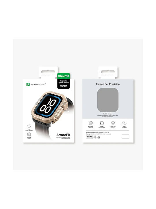 Amazingthing Titan Pro Metal Case Apple Watch 11 46mm Aluminum Goldeng