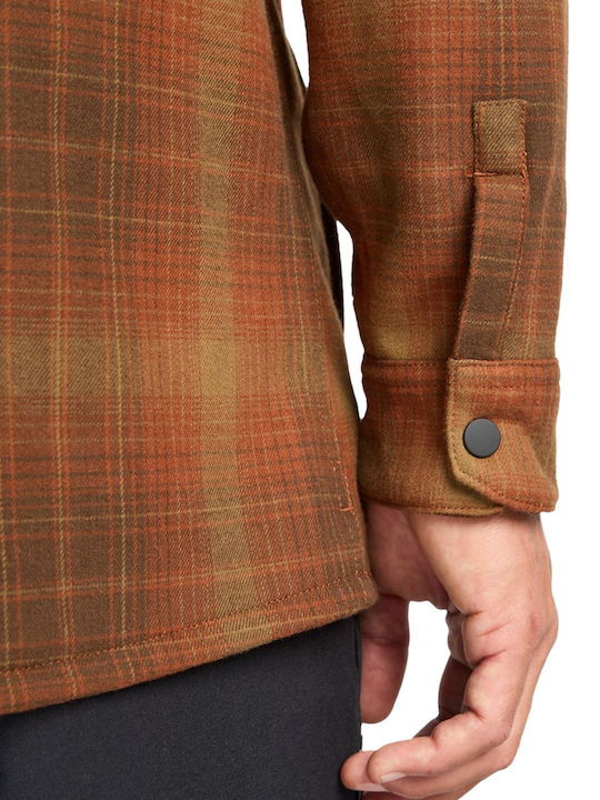 Furnace Bonded Long Sleeve Flannel Overshirt Dark Cedar