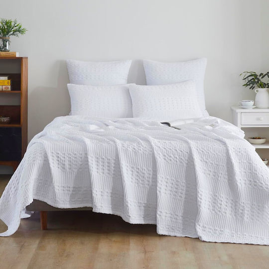 Kotonia Home Cuvertură Pat Dublu Bumbac Alb 220x240cm