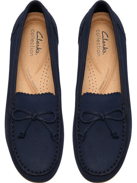 Leather Women's Loafers in Blue Colour