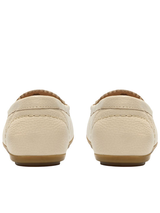 Leather Women's Boat Shoes in Beige Colour