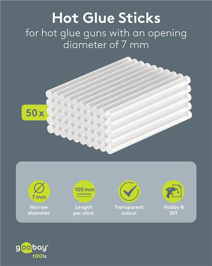 Goobay Tools Hot Glue Sticks 7 Mm 50 Pcs