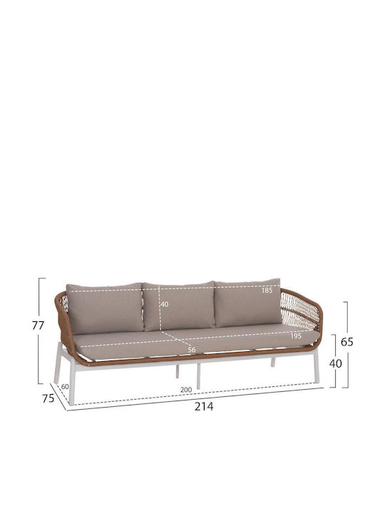 Set Mobilier Exterior Cameră De Zi 5 Piese Alb Cu Perne