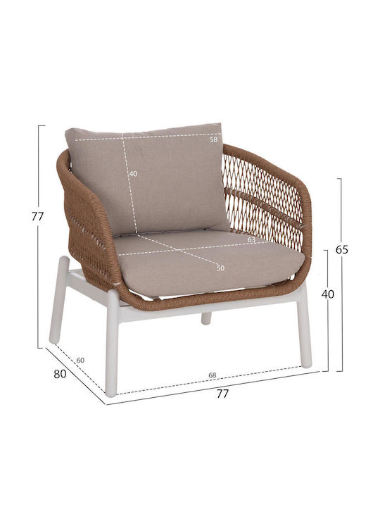 Set Mobilier Exterior Cameră De Zi 5 Piese Alb Cu Perne