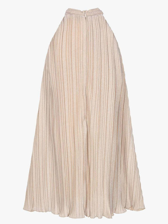 Girls Sleeveless Beige-Gold Dress