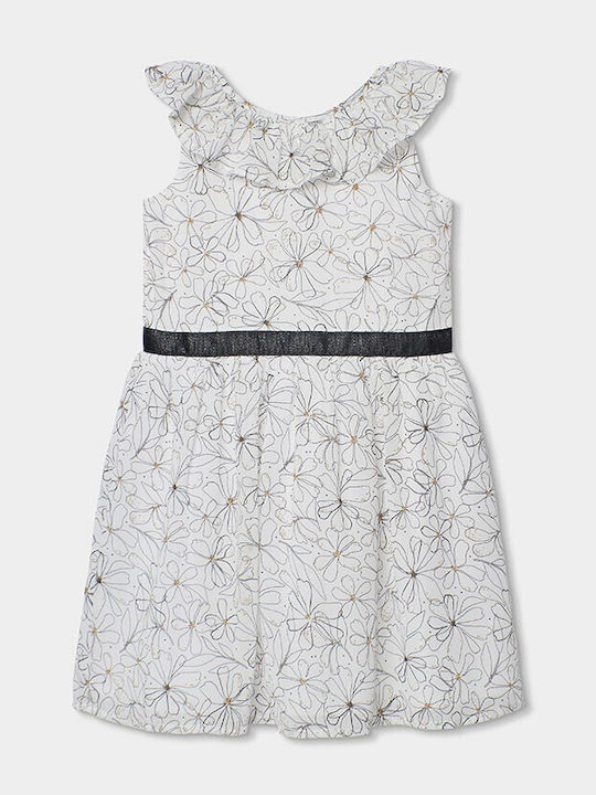 Girls Dress Sleeveless Floral White