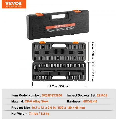 Vevor Ratschen- & Steckschlüssel-Sets 3\8" 29Stück