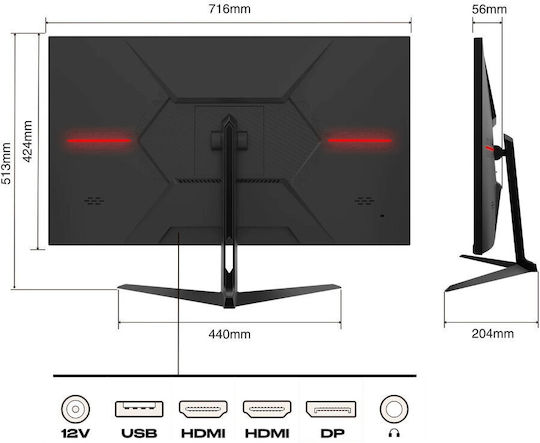 Japannext IPS315WQHD165F Ultrawide IPS Gaming Monitor 31.5" QHD 2560x1440 165Hz