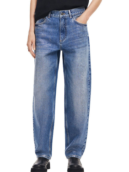 Ariel High Waist Women's Jean Trousers in Straight Line Blue