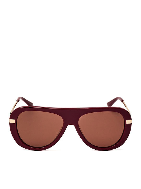 AV Sunglasses Alexia Unisex Sunglasses with Burgundy Horn-Rimmed Frame and Burgundy Lens