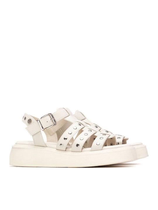 Flache Damen Flatforms Weiß