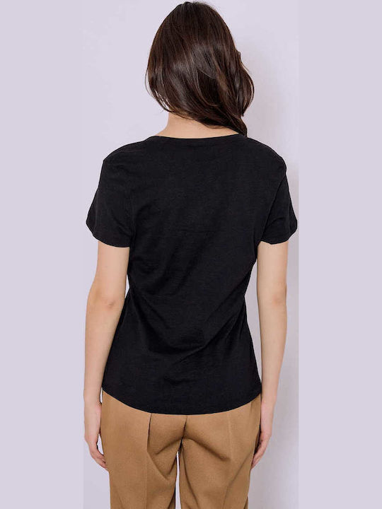 Celestino Cotton T-shirt with V-Neck Black