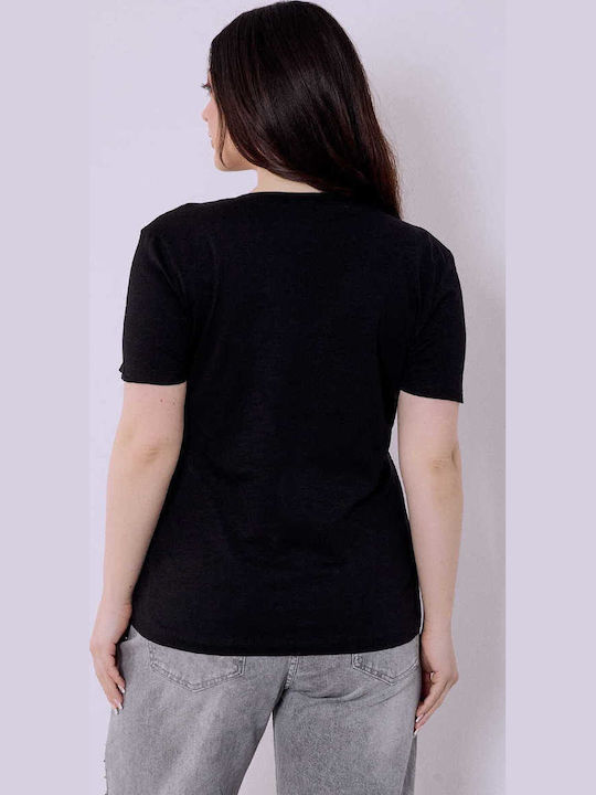 Celestino Cotton T-shirt with V-Neck Black