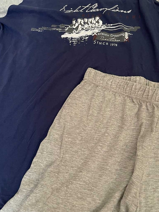 Enrico Coveri Sommer Herrenpyjama Grau Melange
