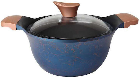 Ametist Kochtopf Aus Aluminiumguss Mit Glasdeckel Und Bakelitgriffen Blau 20cm