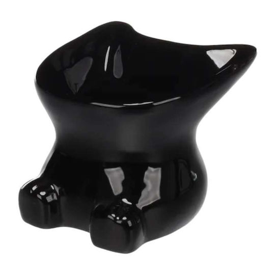 Flamingo Feeding Drinking Κεραμικό Μπολ Φαγητού & Νερού για Γάτα 120ml 12cm σε Μαύρο Χρώμα