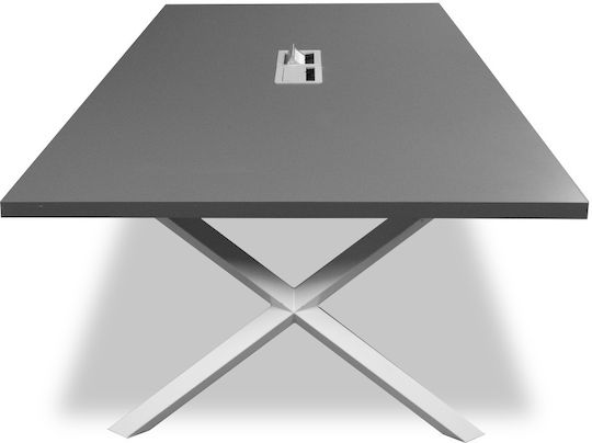 Besprechungstisch Für 10 Personen Anthrazit Silber 240x120x75cm