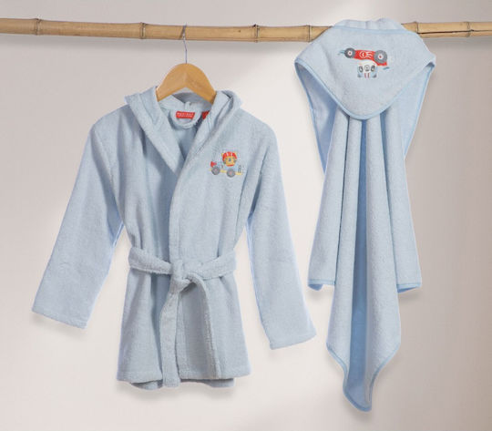 Nef-Nef Homeware Baby-Badetuch mit Kapuze Super Boy Hellblau 75x75cm