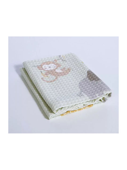 Nef-Nef Homeware Κουβέρτα Αγκαλιάς & Λίκνου Savana Πικέ Πράσινη 80x110εκ.