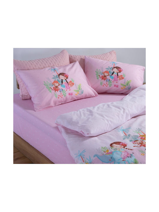 Nef-Nef Homeware Kinderbettlaken Set Baumwolle Welcome To India Flieder 170x260cm 3 Stück