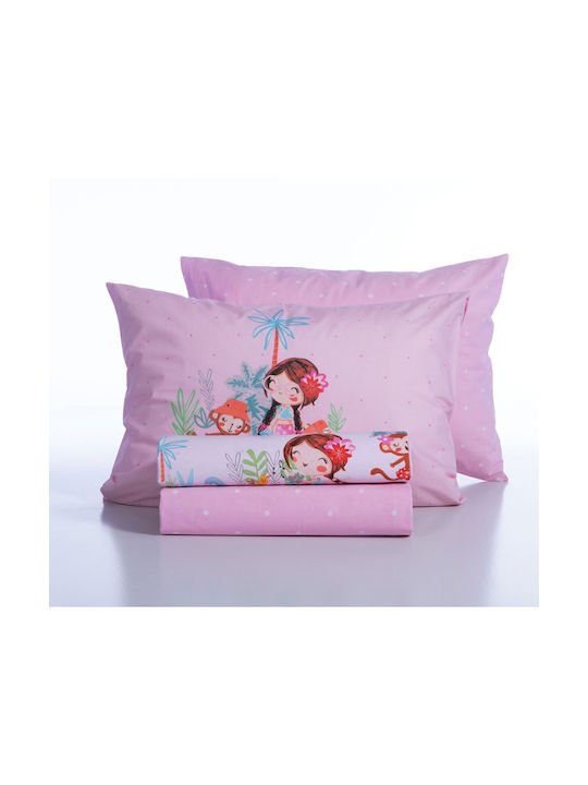 Nef-Nef Homeware Σετ Σεντόνια Μονά Βαμβακερά Welcome To India Lilac 170x260cm 3τμχ