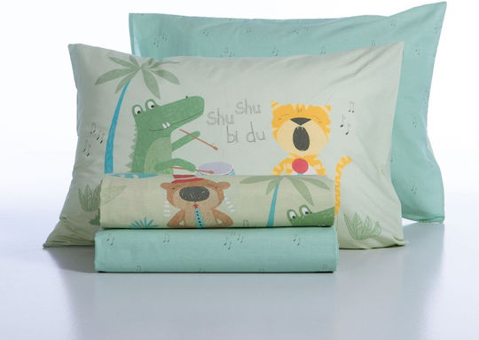 Nef-Nef Homeware Сет Единични Памучни Спални Комплекти Jungle Green 170x260cm 3 Броя