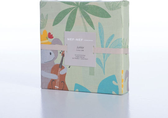 Nef-Nef Homeware Сет Единични Памучни Спални Комплекти Jungle Green 170x260cm 3 Броя