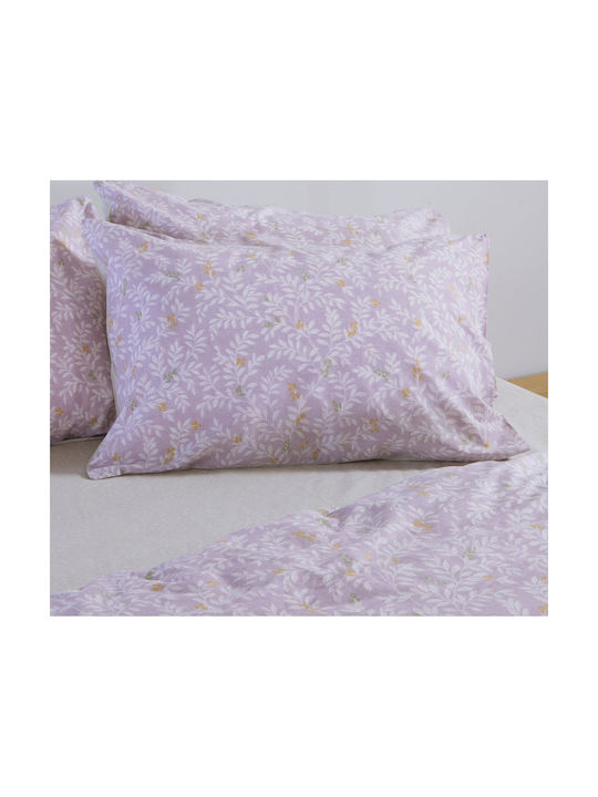 Nef-Nef Homeware Homeware Μαξιλαροθήκη με Φάσα Lilac 52x72εκ.