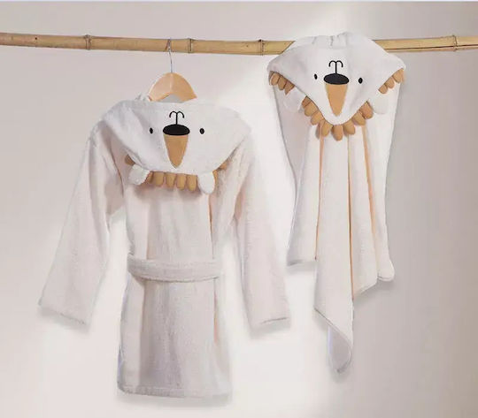 Nef-Nef Homeware Kids Bathrobe Jungle In Motion Ecru with Hood